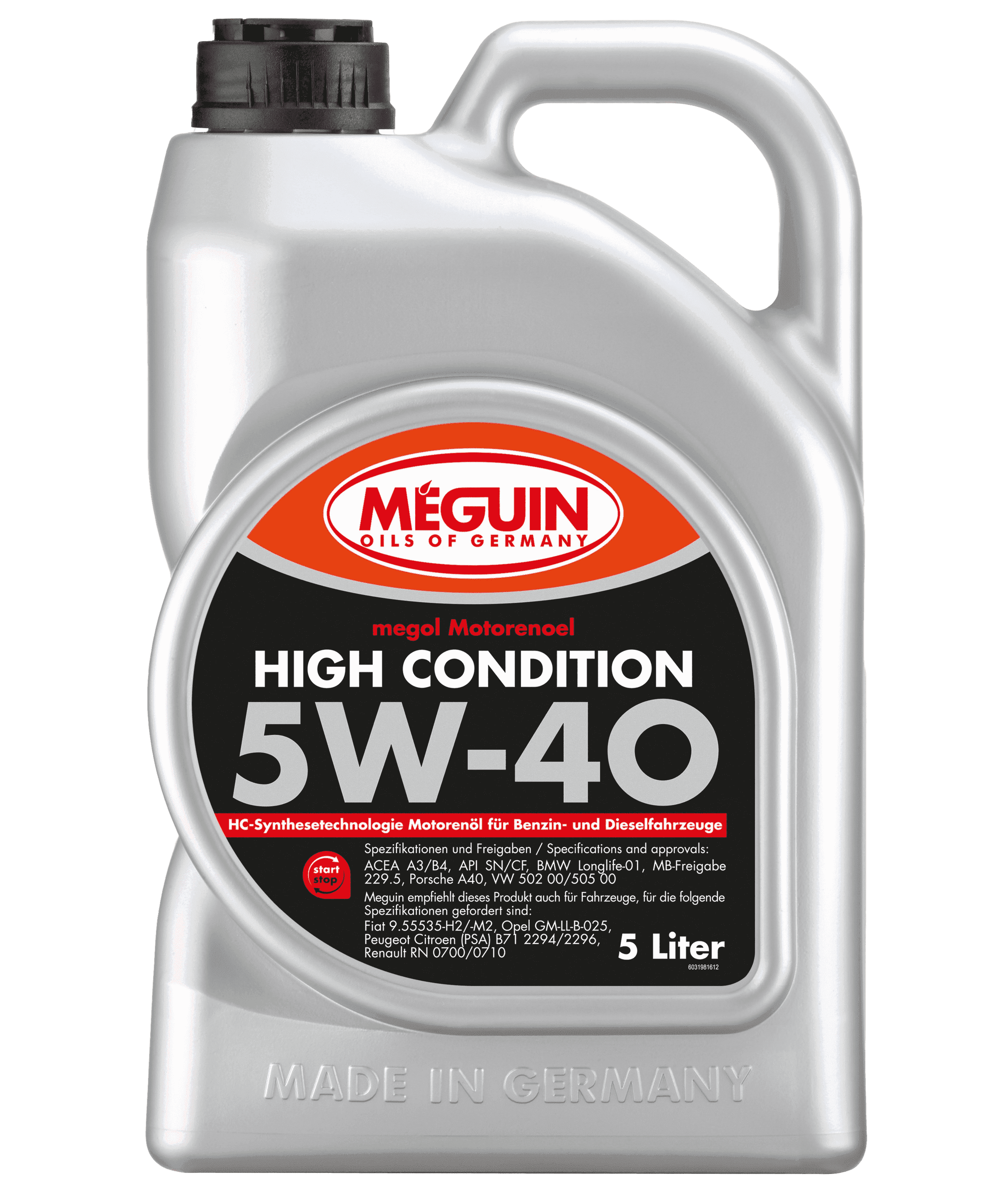 Моторное масло MEGUIN Megol High Condition 5W-40, 5л (MEGUIN: 3198)